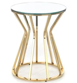 Stolik kawowy Plifies okrągły średnica 45 cm lustro/złoty