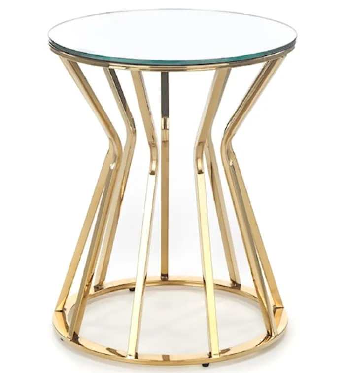 Stolik kawowy Plifies okrągły średnica 45 cm lustro/złoty