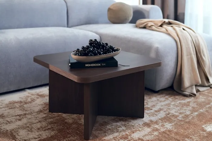 Stolik kawowy Qubeo kwadratowy 60 cm jesion prestige bronze