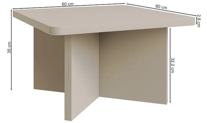 Stolik kawowy Qubeo kwadratowy 60 cm jesion prestige bronze