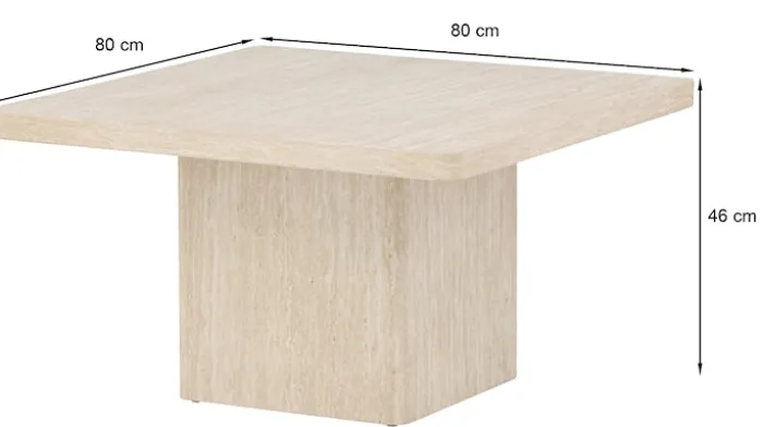 Stolik kawowy Qvart kwadratowy 80 cm trawertyn