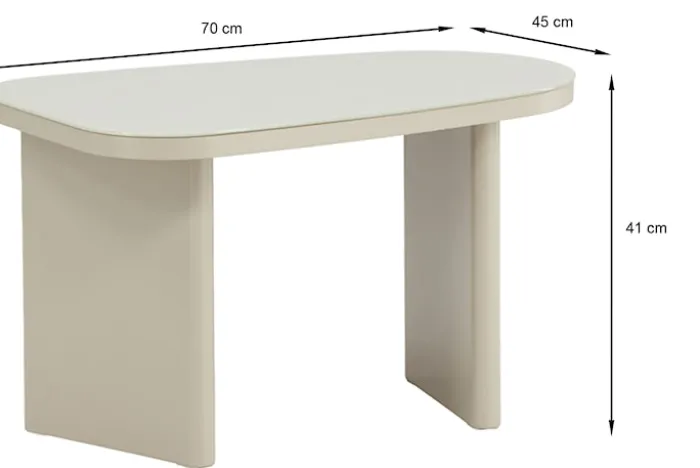 Stolik kawowy Ritony 70x45 cm beżowy ze szklanym blatem