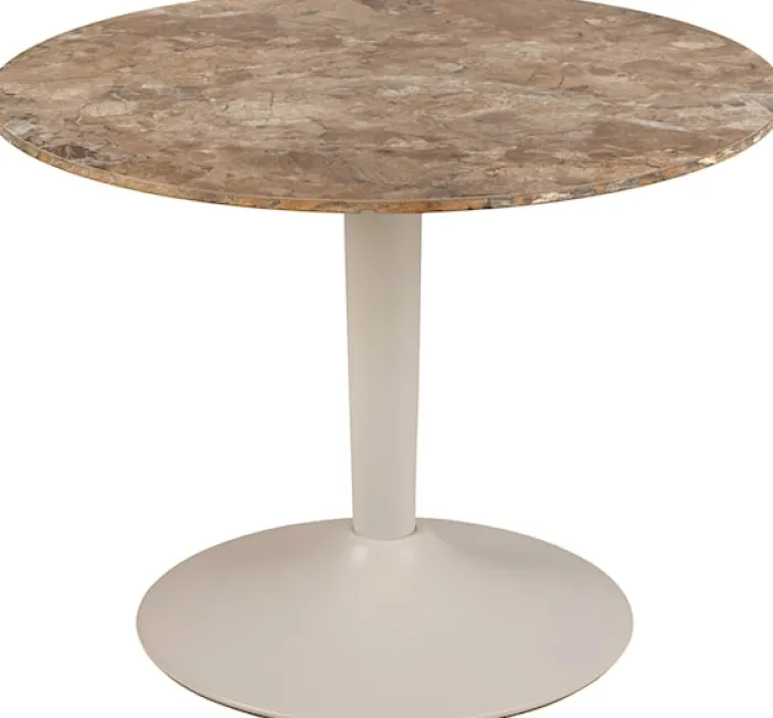 Stolik kawowy Roshly średnica 60 cm trawertyn ceramiczny blat z metalową podstawą
