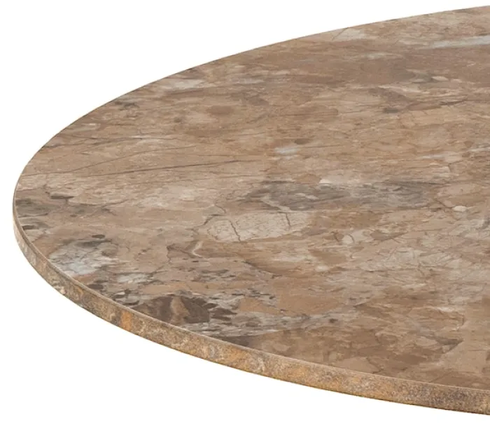 Stolik kawowy Roshly średnica 60 cm trawertyn ceramiczny blat z metalową podstawą