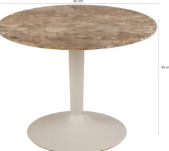 Stolik kawowy Roshly średnica 60 cm trawertyn ceramiczny blat z metalową podstawą