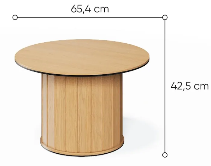 Stolik kawowy Rotto z ryflami okrągły 66 cm dąb vincenza