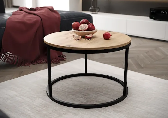 Stolik kawowy Sabello okrągły 60 cm dąb artisan