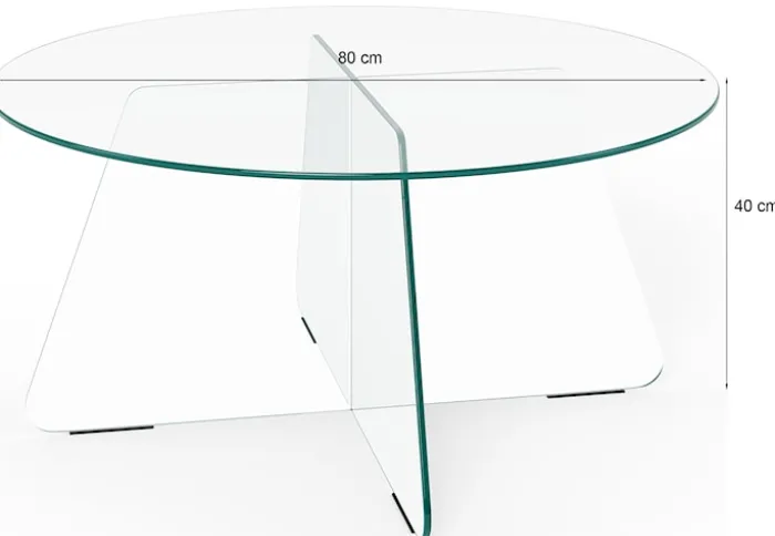 Stolik kawowy Samos średnica 80 cm szary szklany