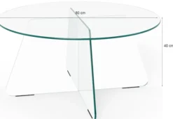 Stolik kawowy Samos średnica 80 cm transparentny szklany