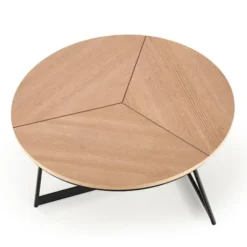 Stolik kawowy Siantly średnica 80 cm dąb naturalny - czarny