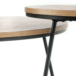 Stolik kawowy Siantly średnica 45 cm dąb naturalny - czarny