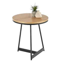Stolik kawowy Siantly średnica 45 cm dąb naturalny - czarny
