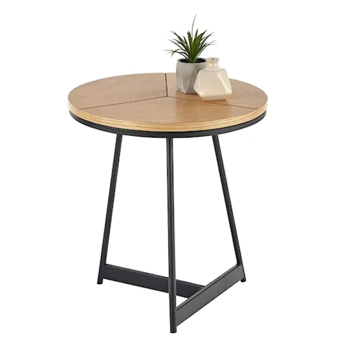 Stolik kawowy Siantly średnica 45 cm dąb naturalny - czarny