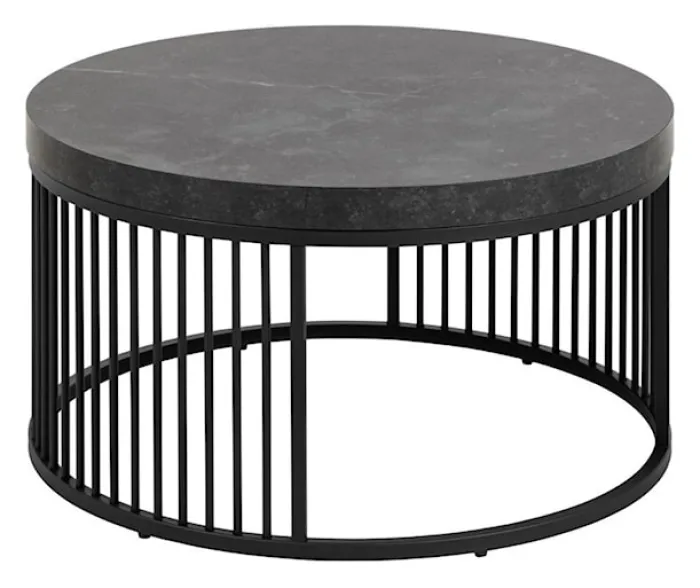 Stolik kawowy Velook okrągły 65x65 cm czarny marmur