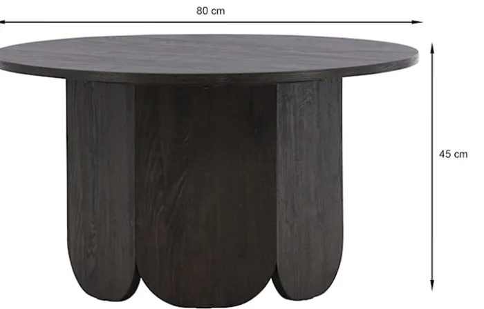 Stolik kawowy Veyla okrągły 80 cm dąb czarny