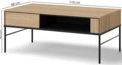 Stolik kawowy Visso z wnęką 110x60 cm dąb linearny