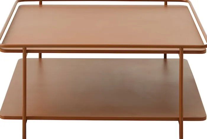 Stolik kawowy Yuba 75x75 cm z półką brązowy