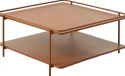 Stolik kawowy Yuba 75x75 cm z półką brązowy