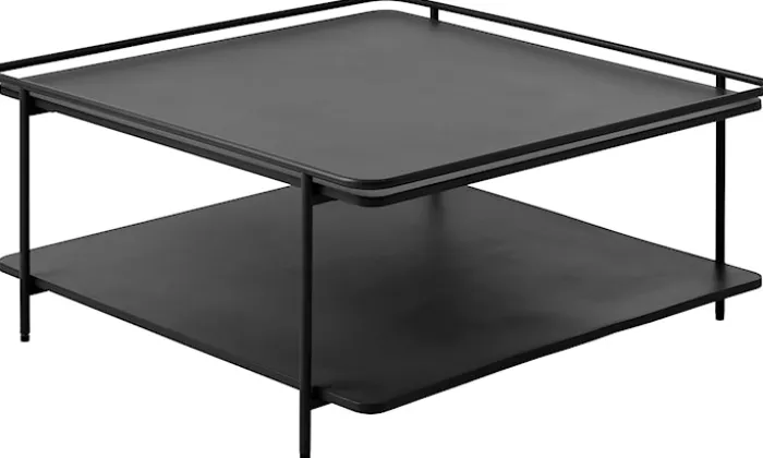 Stolik kawowy Yuba 75x75 cm z półką czarny