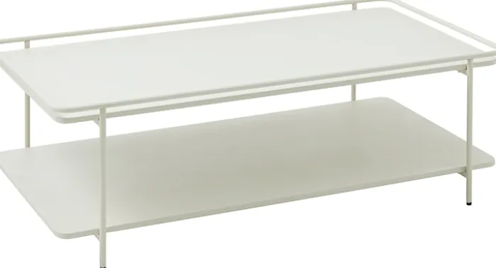 Stolik kawowy Yuba 55x110 cm z półką kremowy