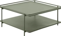 Stolik kawowy Yuba 75x75 cm z półką oliwkowy