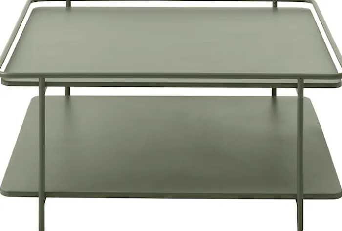 Stolik kawowy Yuba 75x75 cm z półką oliwkowy
