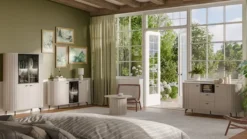 Stolik kawowy Zante z ryflami okrągły 70 cm szary beż