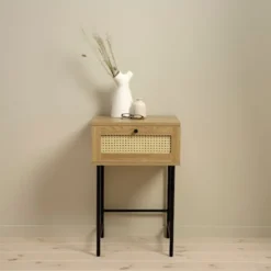 Stolik nocny Mogest beżowa plecionka boho