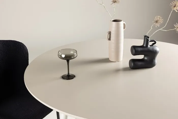 Stół Plaza okrągły blat średnica 120 cm beżowy