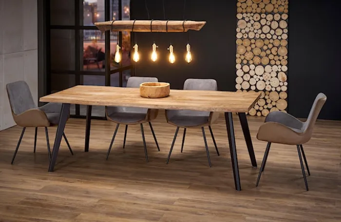 Stół rozkładany Diggory 120-180x80 cm dąb naturalny/czarny