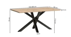 Stół rozkładany do jadalni Cali 160-260x90 cm dąb artisan na czarnych nogach