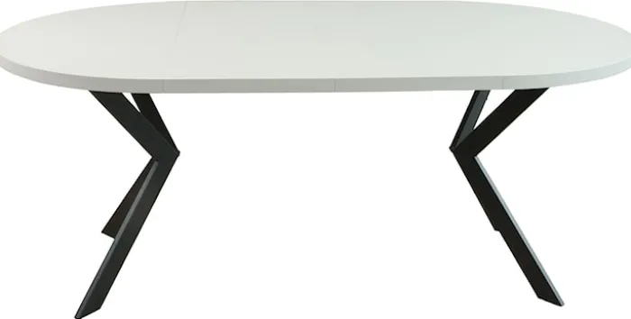 Stół rozkładany do jadalni Callions 100-180x100 cm kaszmir z czarnymi nogami