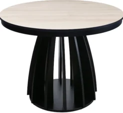 Stół rozkładany do jadalni Diciffy 100-140x100 cm Scandic beech z czarną podstawą