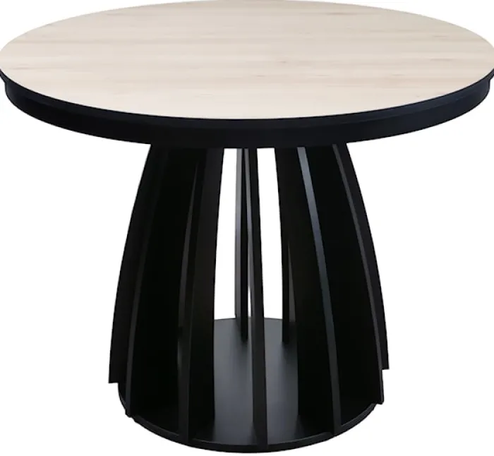 Stół rozkładany do jadalni Diciffy 100-140x100 cm Scandic beech z czarną podstawą