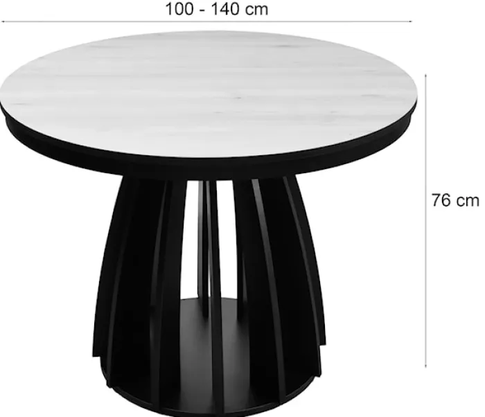 Stół rozkładany do jadalni Diciffy 100-140x100 cm Scandic beech z czarną podstawą