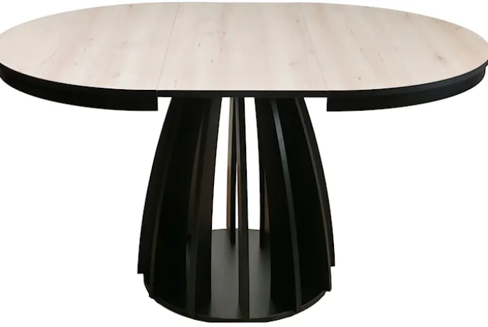 Stół rozkładany do jadalni Diciffy 100-140x100 cm Scandic beech z czarną podstawą