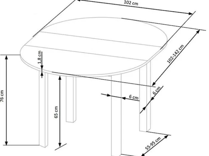 Stół rozkładany Nelloom 102-142x102 biały