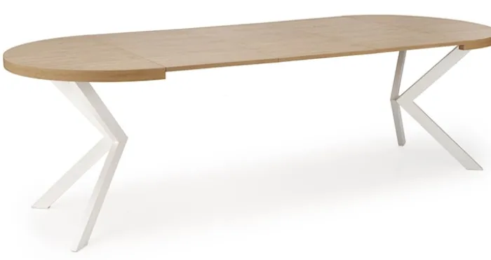 Stół rozkładany Obereler 100-250x100 cm dąb złoty/ biały