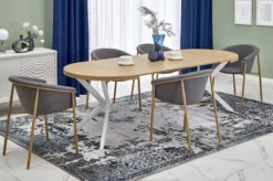 Stół rozkładany Obereler 100-250x100 cm dąb złoty/ biały