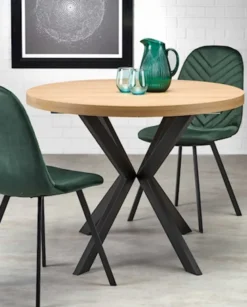 Stół rozkładany Obereler 100-250x100 cm dąb złoty/ czarny