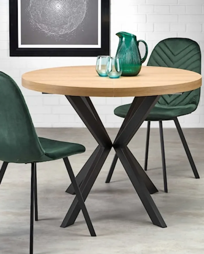 Stół rozkładany Obereler 100-250x100 cm dąb złoty/ czarny