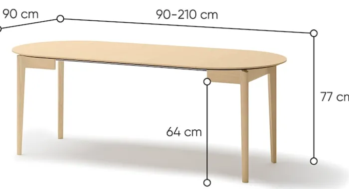 Stół rozkładany Plot 90-210x90 cm dąb jasny