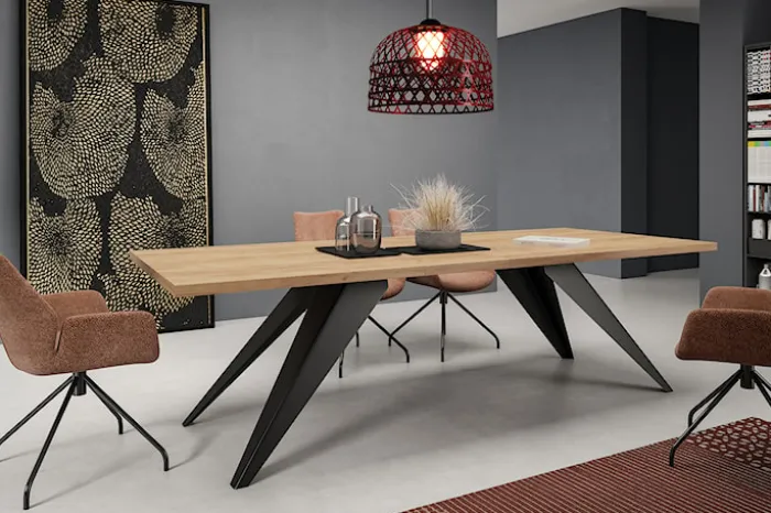 Stół rozkładany Scalize 140/240 cm Dąb Craft z czarną stalową ramą