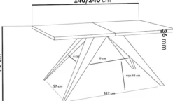 Stół rozkładany Scalize 140/240 cm Dąb Lancelot z czarną stalową ramą