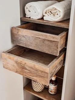Słupek łazienkowy Olimmi 35 cm wiszący szary / dąb santa