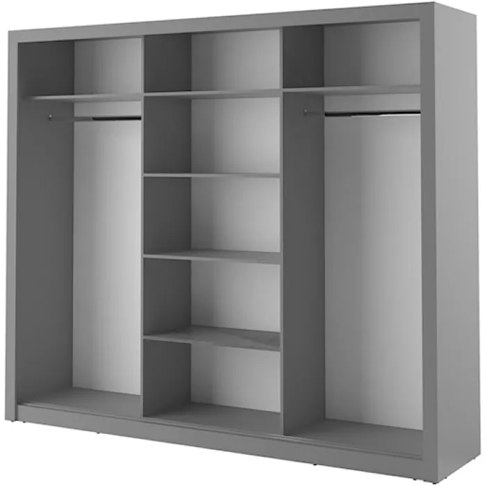 Szafa Arti 250 cm z trzema lustrami szara