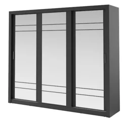Szafa Arti 250 cm z trzema lustrami czarna