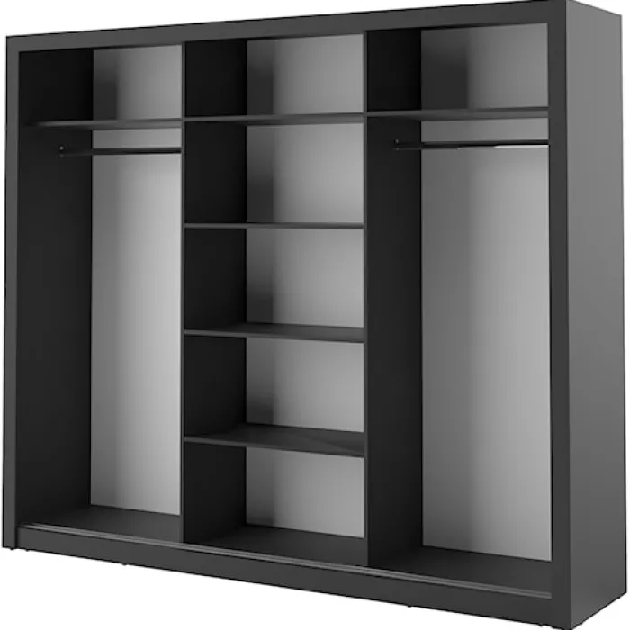 Szafa Arti 250 cm z trzema lustrami czarna