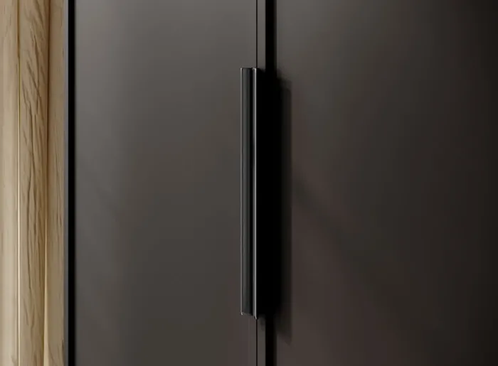 Szafa czterodrzwiowa Frame z drążkiem i półkami 200 cm Czarna