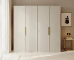 Szafa czterodrzwiowa Frame z dwoma drążkami 200 cm Szary beż